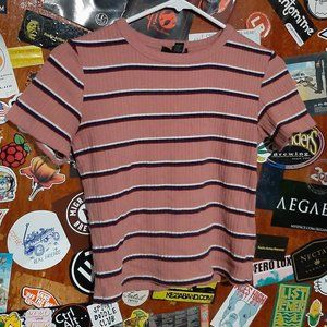 Striped Pink Forever21 Tee